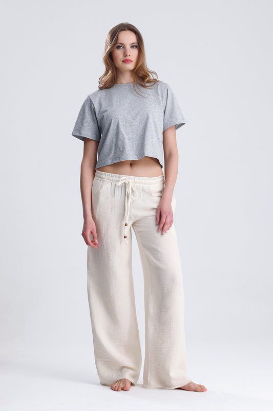 Açık Gri Crop Top Tişört